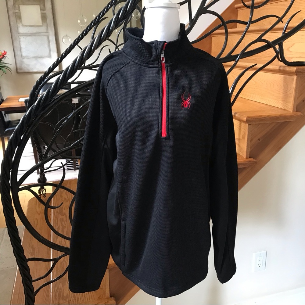Spider Black Quarter -Zip Pullover with Red Accent Size Large